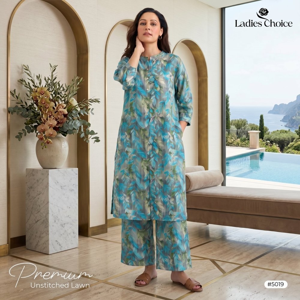 2 Piece Premium Lawn Unstitched Suit (Kurta & Trouser) LC-5019