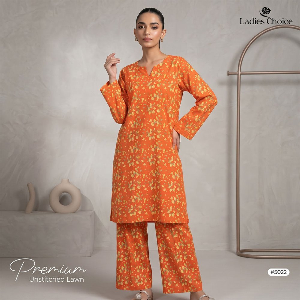2 Piece Premium Lawn Unstitched Suit (Kurta & Trouser) LC-5022